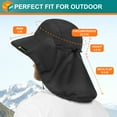 thumbnail image 4 of SUN CUBE Wide Brim Sun Hat with Neck Flap, Fishing Hiking for Men Women Safari, Neck Cover for Outdoor Sun Protection UPF50+ | Black, 4 of 8