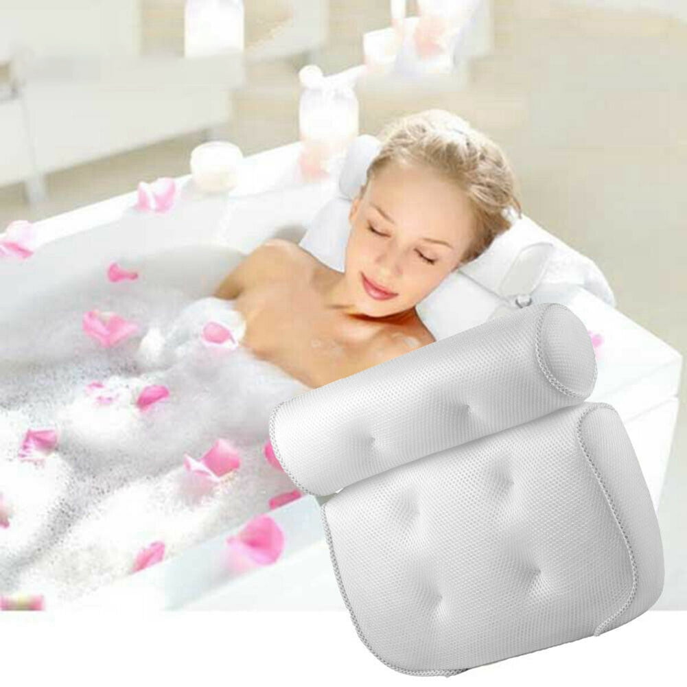 FRCOLOR Spa Bath Pillow Bathtub Pillow Rest Cushion for Tub Neck and Back Support White 