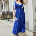 thumbnail image 4 of ZQUUVOU Women's Plus Size Satin Dresses Silk Sleeveless Elegant Formal Gown Tie Back Waist Smocked Evening Maxi Dress Blue, 4 of 7
