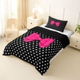 thumbnail image 2 of Erosebridal Kids Girls Cartoon Pink Bowknot Twin Comforter Sets 3-Piece,Teens Vintage Polka Dots Bedding Set,Black Reversible,Super Cozy Room Decor, 2 of 6