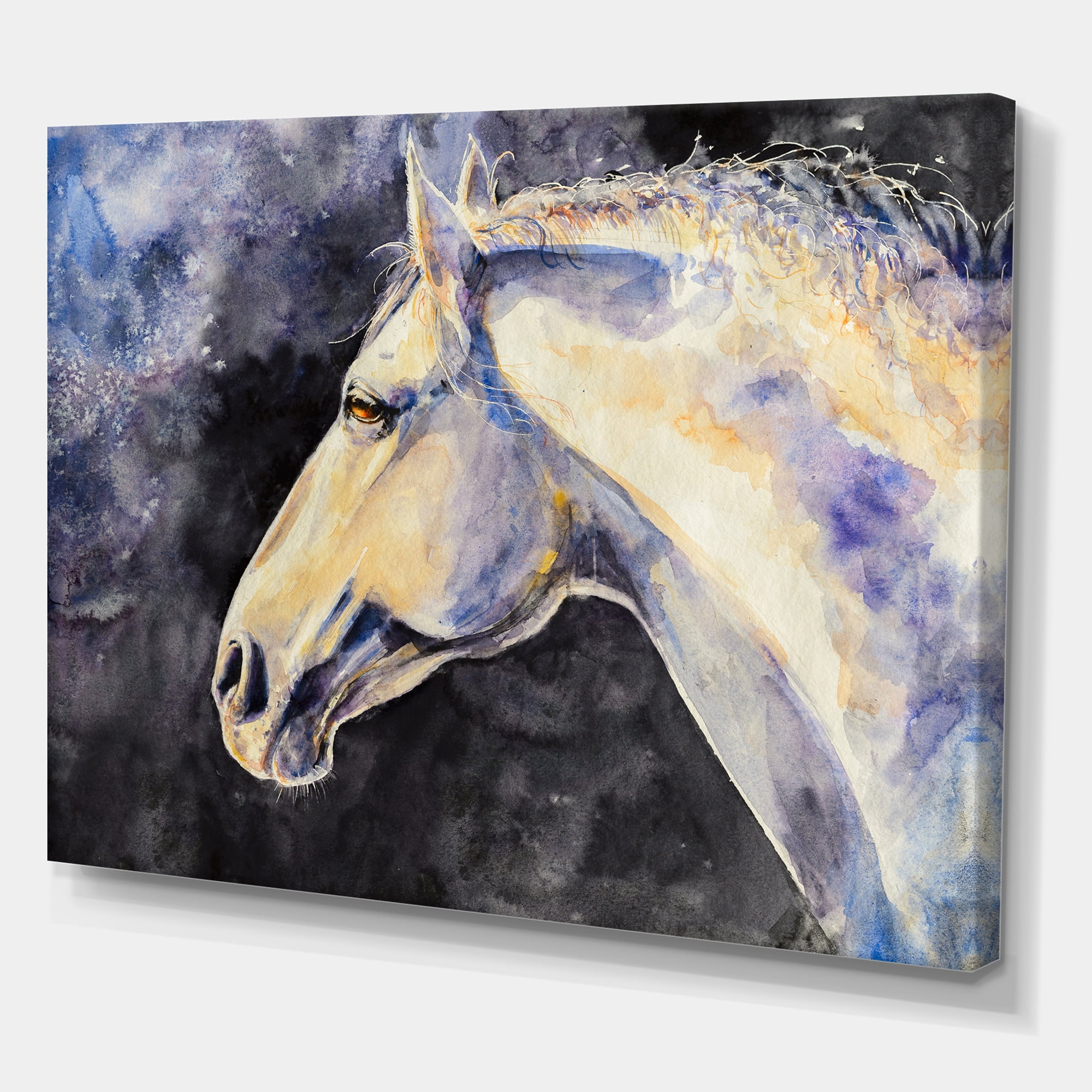 Close Up Of The Head of A Lipizzan Horse 32 in x 24 in Painting Canvas Art Print, by Designart