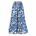 thumbnail image 4 of ZQGJB Sexy One Piece Tankini Swimsuit with Chiffon Wrap Around Long Skirt for Women Vintage Summer Floral Printed Tummy Control Bathing Suit 2 Piece Set #28-Blue XL, 4 of 8