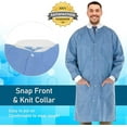thumbnail image 5 of EOM Distributors High Performance SMS Disposable Lab Coat With Knit Cuffs and Collar, 3 Pockets Thigh Length Individually Wrapped Pack of 30, Size Medium, 5 of 8