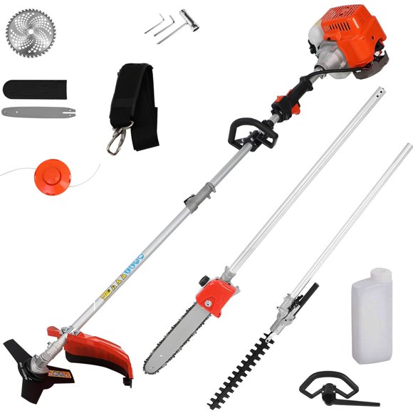 SUSUZI 4 in 1 Gas Grass Trimmer, Multi-Functional String Trimmer with Gas Pole Saw, Hedge Trimmer, Weed Trimmer, and Brush Cutter, 33CC 2-Cycle