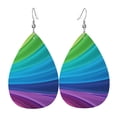 thumbnail image 6 of Faux Leather Earrings Earring Rainbow Stripes Teardrop Dangle Earrings For Women Jewelry, 6 of 6