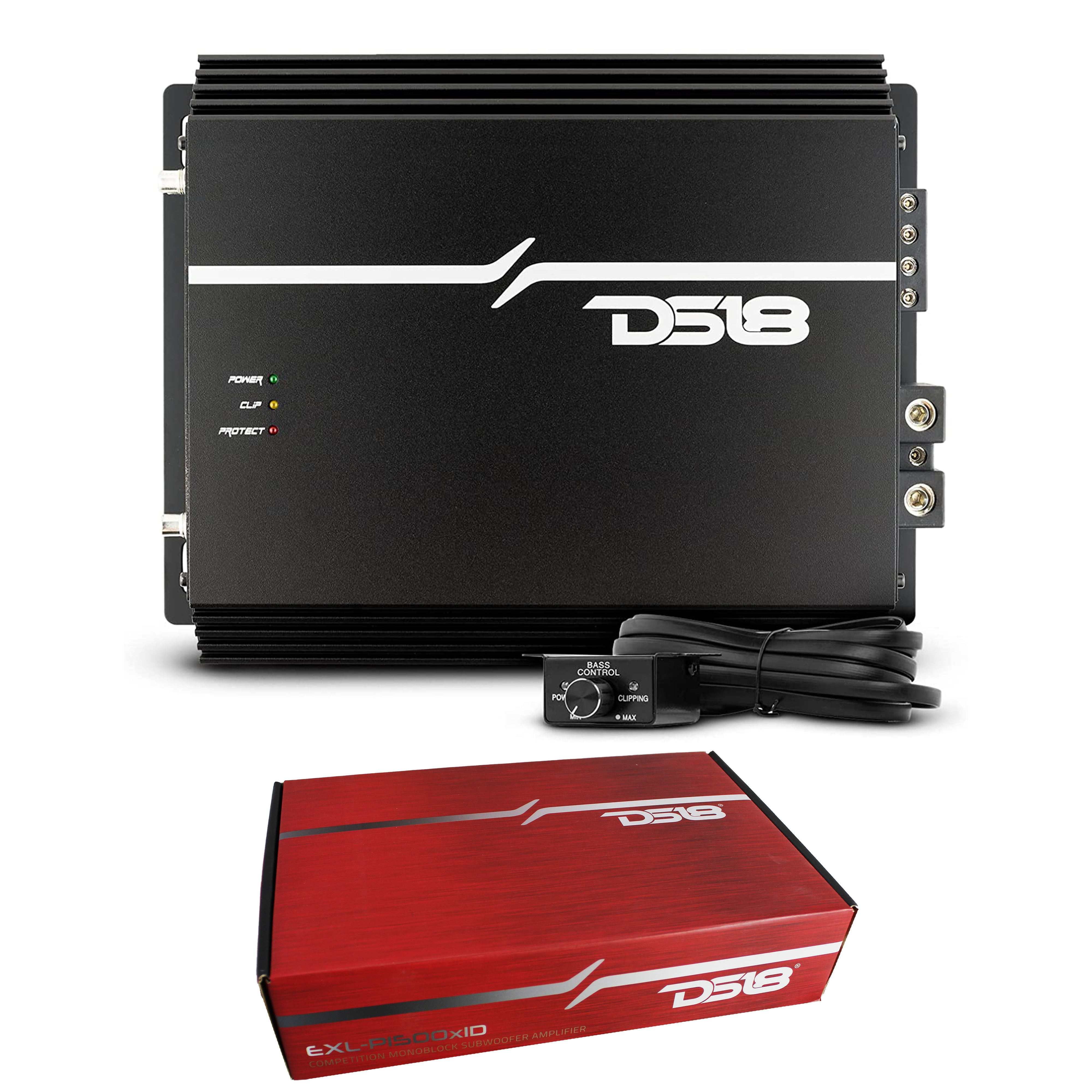 1 Channel Amplifier 1500 Watts Red DS18 S-1500.1/RD Car Audio Amplifier – Full Range BASS Knob Included Class AB