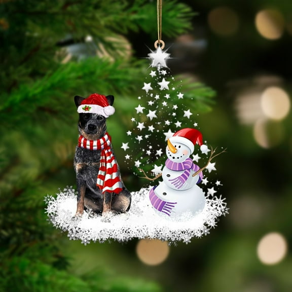 Acrylic 2D FLAT BLUE Heeler-Star Tree Hanging Ornament