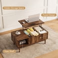 thumbnail image 3 of YouTrend Fluted Lift Top Coffee Table with Storage, Rising Coffee Tables with Hidden Compartment, Wood Center Table for Living Room Office, Brown, 3 of 7