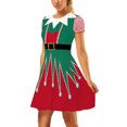 thumbnail image 3 of Kiapeise Christmas Dress for Women Print Holiday Dresses for Xmas Short Casual A-Line Christmas Dress, 3 of 7