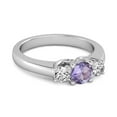 thumbnail image 2 of Three Stone 0.10 Ctw Amethyst 925 Sterling Silver Engagement Women Valentines Day Gifts Ring, 2 of 3