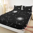 thumbnail image 3 of jejeloiu Astrology Theme Twin Sheet Sets,Universe Starry Night Twin Fitted Sheet,Whiet Black Flat Sheet For Girls Teens,Breathable Home Decor,3 Pieces, 3 of 7
