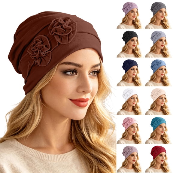 Chemo Turban for Women Headwear Soft Cancer Head Scarf Hats Beanie Elastic Hair Wraps Pink One Size