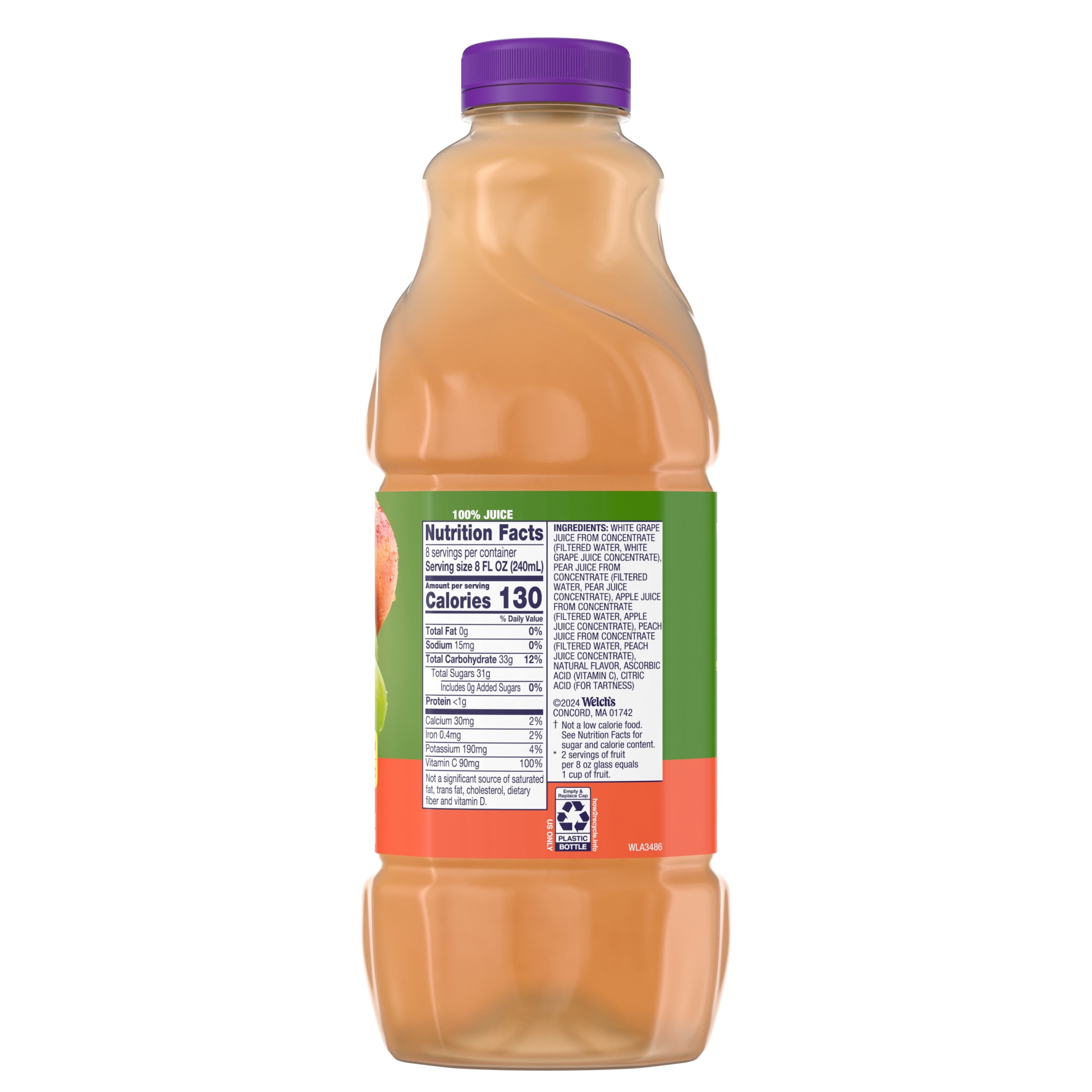 Welch's 100% Juice, White Grape Peach, 64 fl oz Bottle
