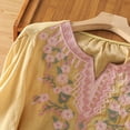 thumbnail image 6 of Womens Tops Half Sleeve Embroidered V Neck Casual Loose Linen Blouse Top, 6 of 9