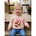 thumbnail image 2 of RUINIXCW Toddler Girls Fall Sweatshirt Stylish Football Bow Embroidery Casual Crew Neck Long Sleeve Pullover, 2 of 9