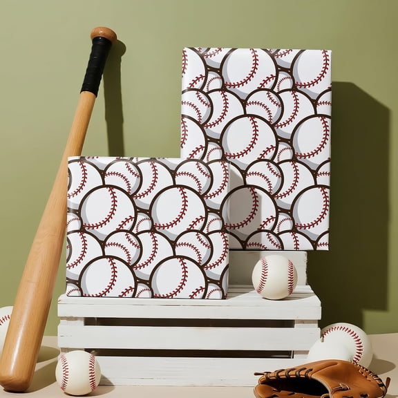 White baseball stack pattern Gift Wrapping Paper 58"x 23" inchs , Birthday Wrapping Paper Roll, Adorable Gift Wrap for Boys Girls Birthday Party