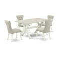thumbnail image 2 of East West Furniture 5-Pc Dining room Set Included 4 kitchen parson chairs Upholstered Nails Head Seat and High Button Tufted Chair Back and Rectangular Dining Table with Linen White dining table..., 2 of 6