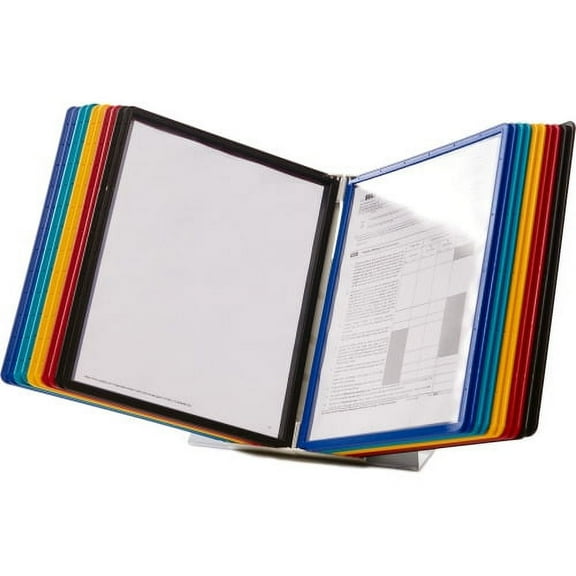 DURABLE VARIO Desktop Reference Display System Desktop - 20 Double Sided Panels - Letter Size - Anti-Reflective/Non-Glare - Assorted Colors
