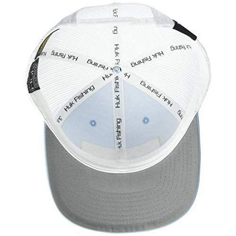 HUK Men's Trucker Anti-Glare Fishing Snapback Hat, Topo-Dusk Blue, 1