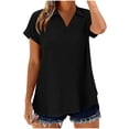 thumbnail image 1 of Camisetas de Manga Corta Extra Larga para las Mujeres Blusa con Cuello en V Azul Claro, 1 of 8