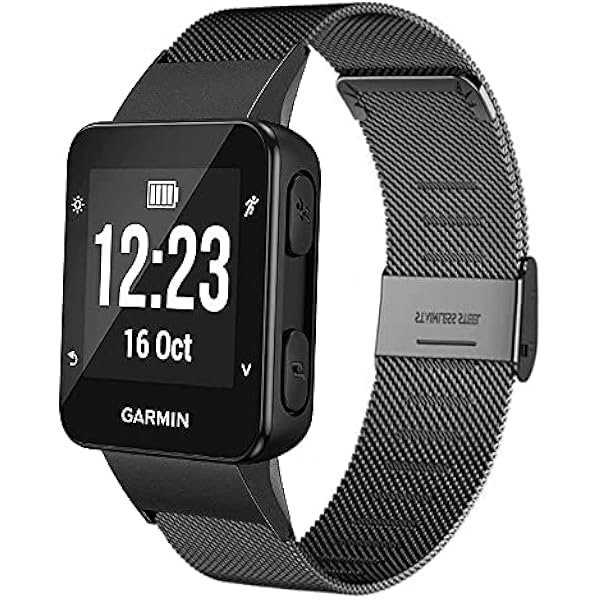 wonima11 Band Compatible with Garmin Forerunner 35, Mesh Woven Stainless Steel Replacement Bracelet Bands Strap Wrist Band for Garmin Forerunner 35, Black