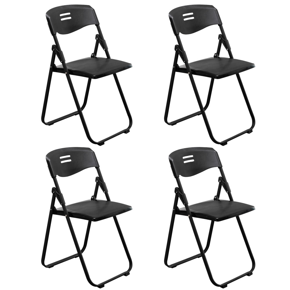 4 White Resin Folding Chair Commercial Stackable Wedding Chair w/Padded Seat 