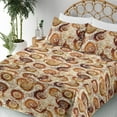 thumbnail image 3 of Ambesonne Rustic Fitted & Flat Sheet with Shams 4 Pcs Set, Watercolor Circular Shapes, King, Dark Orange and Seal Brown, 3 of 5