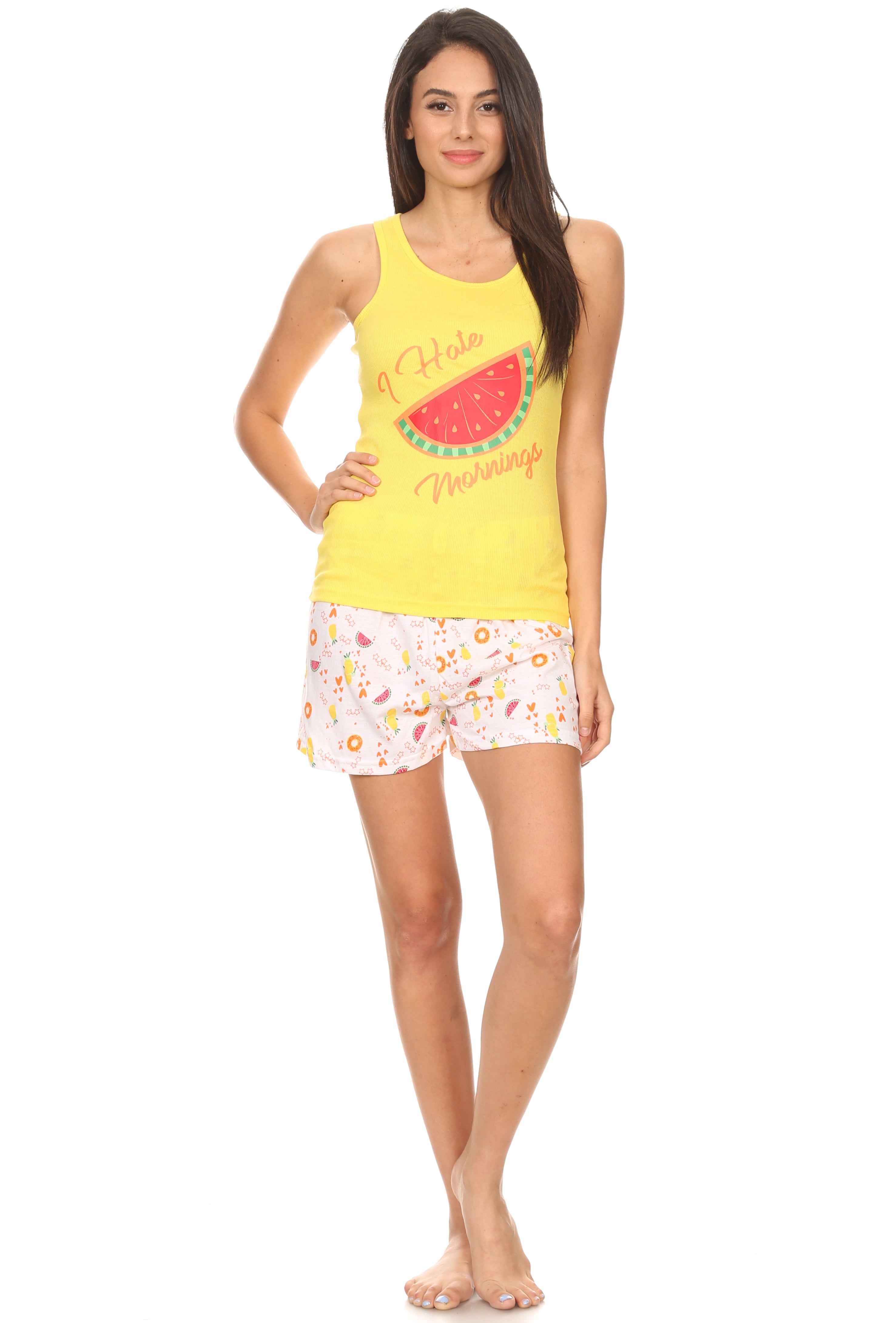 Premiere Fashion 1178S Womens Shorts Set Sleepwear Pajamas Woman Sleeveless Sleep Nightshirt