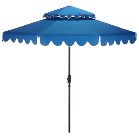 Safavieh Outdoor Venice 9ft Doubletop Patio Umbrella, Pacific Blue/White