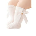 thumbnail image 2 of Arvbitana Baby Girl Solid Color Ribbed Socks Elastic Cuff  Bow Decor Middle Length Stockings Baby Soft Cotton Sock 0-3T, 2 of 3