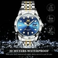 thumbnail image 5 of OPK Watches for Men Stainless Steel Business Dress Luxury Big Large Face Waterproof Quartz Analog Mens Watches with Date Wrist Men Watch Reloj para Hombre (Gold/Blue/Black Dial), 5 of 12