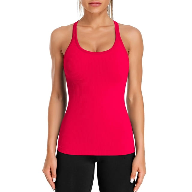 Beautyin Women's Athletic Yoga Tops Slim Fit Racerback Running Undershirt