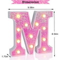 thumbnail image 3 of LED Letter Sign Light Pink Glitter Letter Night Light Wedding Birthday Party Christmas Lights Girls Gift Home Bar Decor(M), 3 of 8