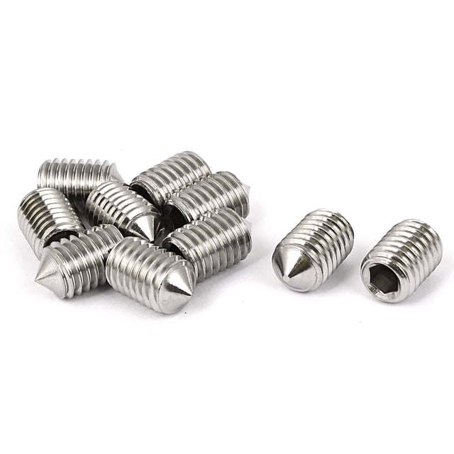 Unique Bargains M10x1.5mm Male Thread Cone Point Hexagon Socket Grub Screws 10pcs