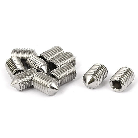 Unique Bargains M10x16mm Stainless Steel Cone Point Hexagon Socket Grub Screws 10pcs