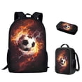 thumbnail image 7 of Binienty Soccer Book Bags For Kids 8-12 Fire Water Backpack Set with Lunch Box Penci Case 3 In 1 Zipper Insulated Lunch Tote Bag Pencil Pouch 17 Inch Travel Daypack Rucksack with Laptop Compartment, 7 of 7