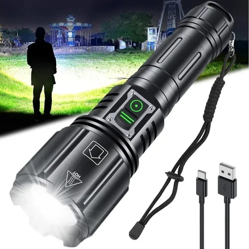 Linterna LED recargable 120000 lúmenes XHP160 120m