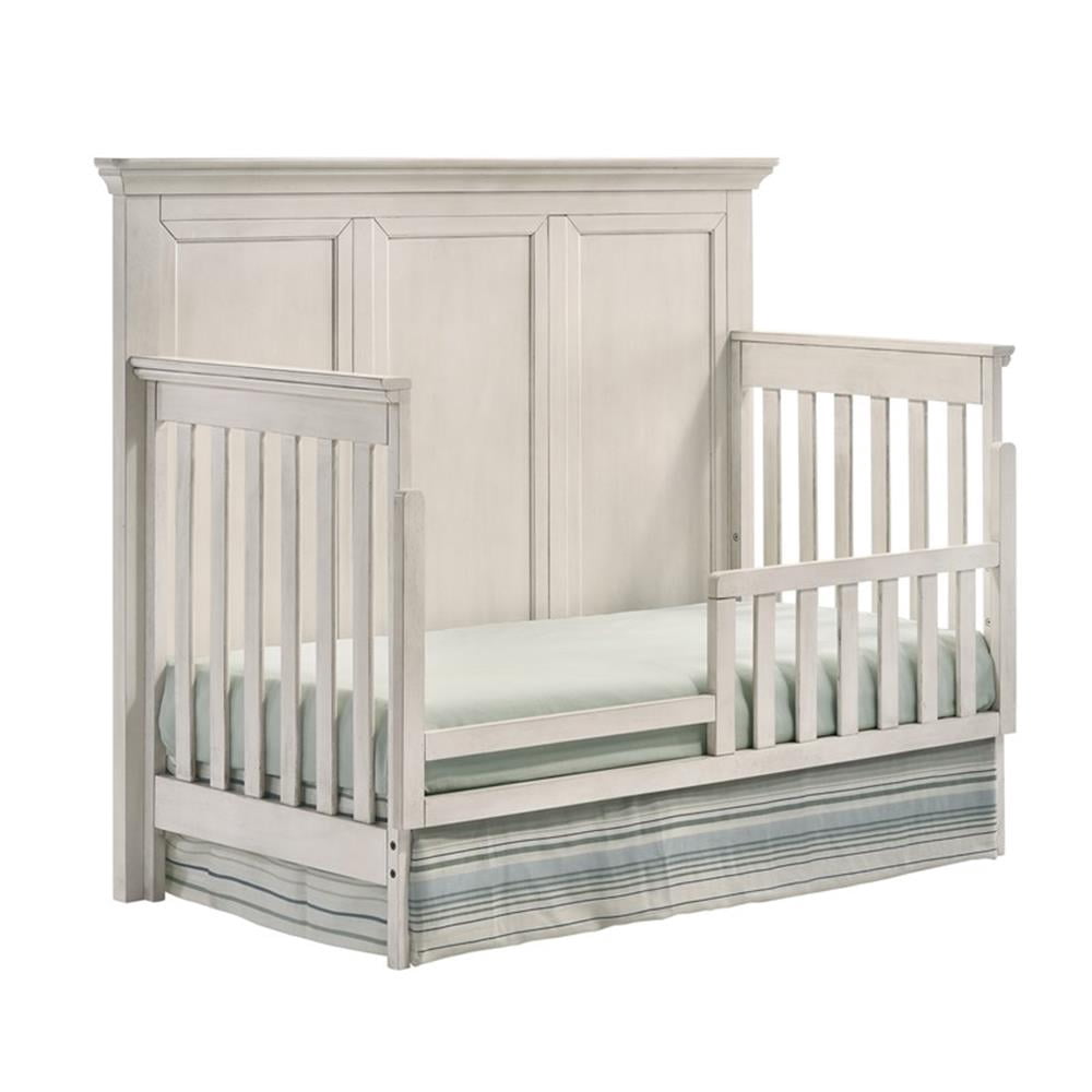 Pemberly Row Wood Transitional Toddler Rail in Rustic White Finish