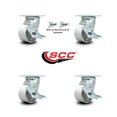 thumbnail image 2 of 4 Inch Semi Steel Caster Set with Roller Bearings 4 Brake 2 Swivel Lock SCC, 2 of 2