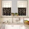 thumbnail image 2 of Barn Door Valance Curtain Vintage Farmhouse Rustic Wooden Moldy Old Wooden Door Rod Pocket Valance Window Treatments Short Curtains for Kitchen Living Room Decor 54x18 Inch + 27x24 Inch X 2, 2 of 5