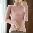 thumbnail image 2 of SEAOPEN Women's Turtleneck Tops Ribbed Pullover Sweater Long Sleeves Shirts Midweight Thermal Underwear Blouse Pink,XXL, 2 of 4
