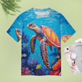 thumbnail image 4 of Nautical Green Sea Turtles Women's Short Sleeve Tops Casual Blouses T Shirt, 4 of 6