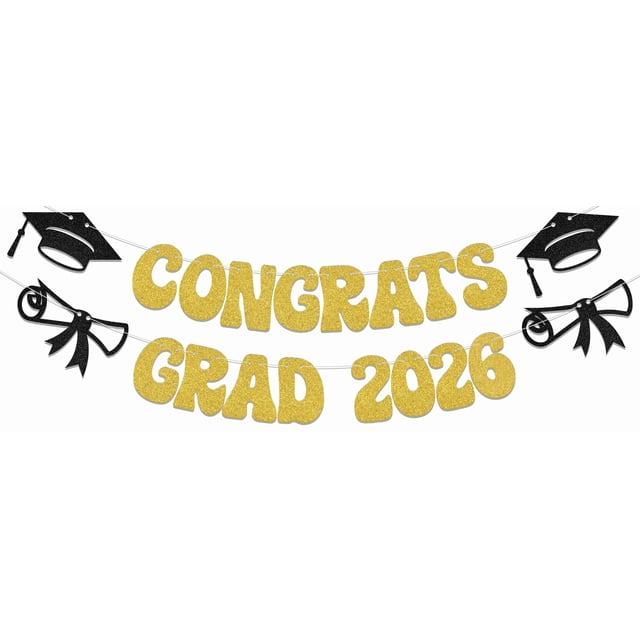 Guirnalda KEWUFD Felicitaciones Graduado 2026 con brillo dorado