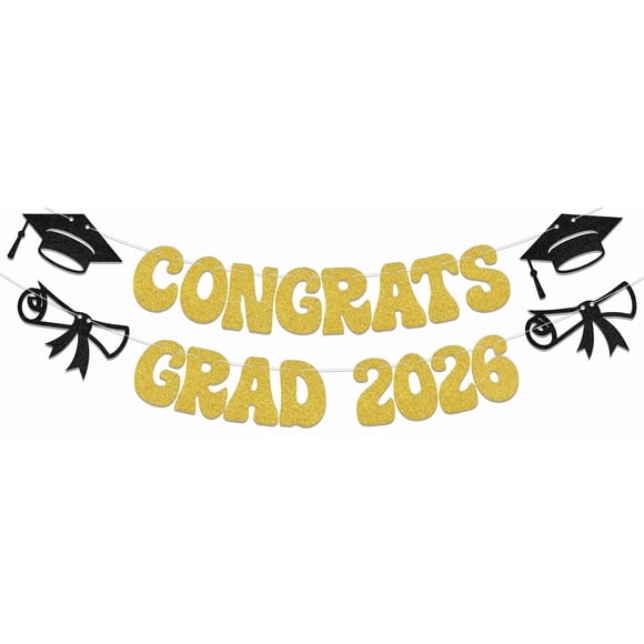 Guirnalda KEWUFD Felicitaciones Graduado 2026 con brillo dorado