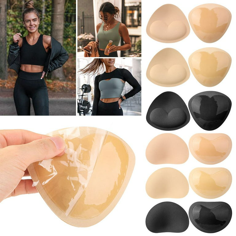Reusable Push Up Self-Adhesive for Swimsuits Bikini Breast Enhancer Sticky  Bra Cups Silicone Bra Inserts Lift Breast Pads TRIANGLE BLACK 