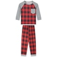 thumbnail image 3 of INSPIRE CHIC Christmas Plaid Pajamas Long Sleeve Tee with Pants Lounge Sets Family Pajama Set ["Boys & Girls"] XS Red, 3 of 5