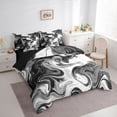 thumbnail image 3 of Homewish Abstract Marbling Watercolor Bedding Comforter Set 7 Pieces for Kids Teens Adults,Gradient Ombre Marble Full Bedding Set Lightweight,Mountain Fluid Fitted Sheet Flat Sheet, 3 of 8