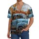 thumbnail image 1 of Fotbe Rustic Vintage Truck Autumn Camisa Estampada de Manga Corta para Hombre, Casual de Verano, Estilo Playero, Sin Arrugas-Medium, 1 of 5