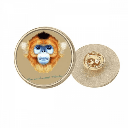 en snub-nosed monkey animal Round Metal Golden Pin Brooch Clip ...