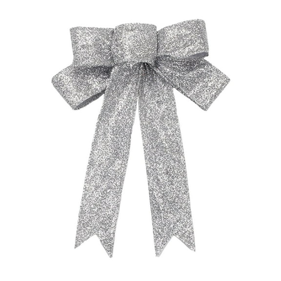 9 Inch Glitter Christmas Bows Large Wreath Bow Xmas Tree Topper Ornaments for Front Door Holiday Party Decorations and Gift Wrapping Supplies, 1PC
